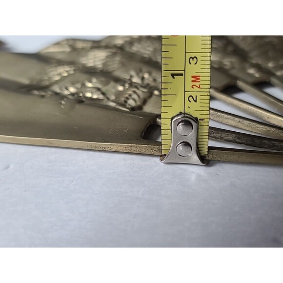 Solid Brass Mid-Century Asian Fan With Phoenix Wall Decor Vintage, Set Of Three - Picture 8 of 10